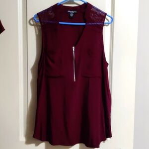 FREE ❗Burgandy red mesh tunic top